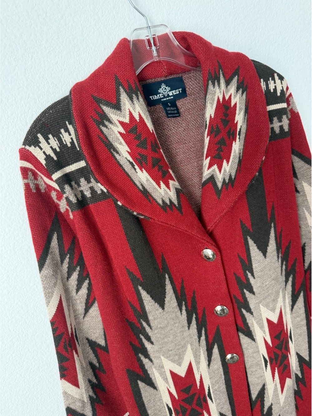 Time of the West Long Sleeve Button Up Southwestern Cardigan Sweater Size S - Picture 3 of 7